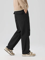 Pleated Knee Straight Leg Ripstop Pants-streetwear-techwear