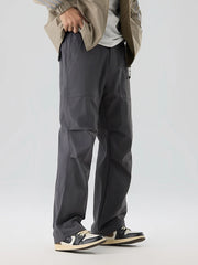 Pleated Knee Straight Leg Ripstop Pants-streetwear-techwear