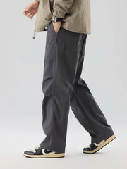 Pleated Knee Straight Leg Ripstop Pants-streetwear-techwear