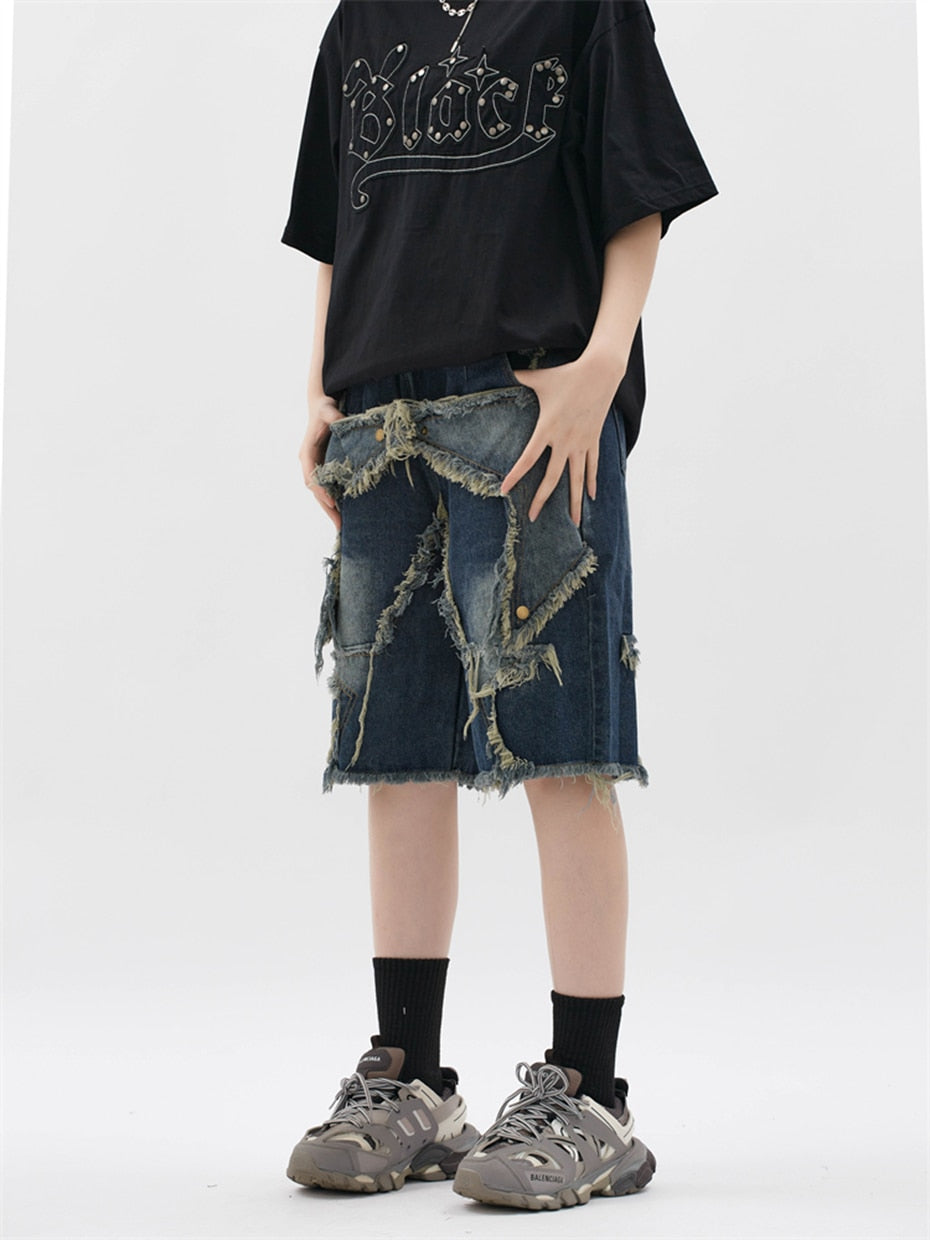 Raw Hem Star Jorts-streetwear-techwear