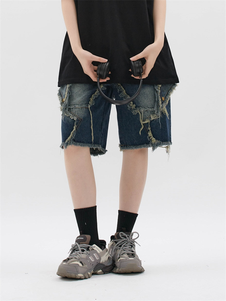 Raw Hem Star Jorts-streetwear-techwear