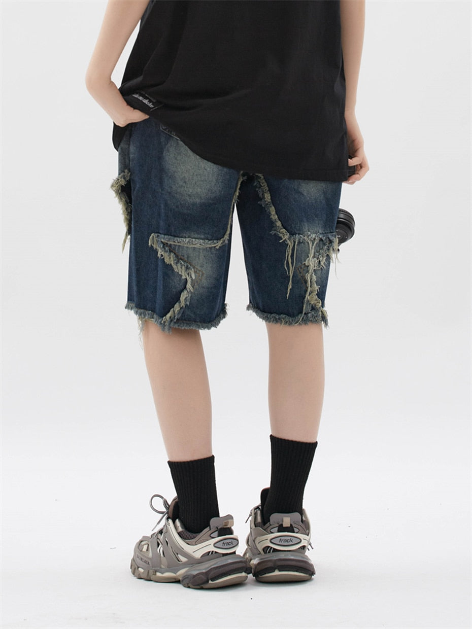 Raw Hem Star Jorts-streetwear-techwear