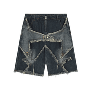 Raw Hem Star Jorts-streetwear-techwear