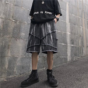 Rebellion Frayed Denim Shorts-streetwear-techwear