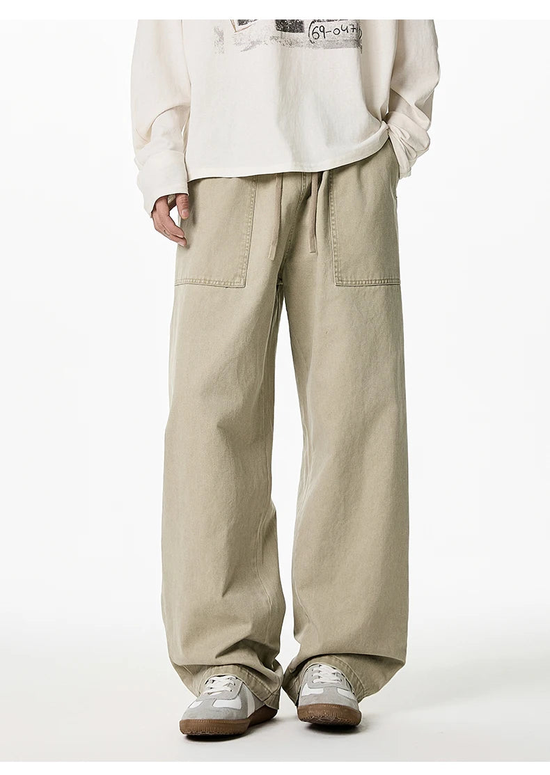 【SCENERITY】Kota Cargo Wide Pants Beige Low Rise Wide Leg Cargo Pants Online Shopping | OXXOSHOP