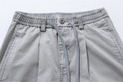 Relaxed Fit Pleated Knee Drawstring Shorts-streetwear-techwear