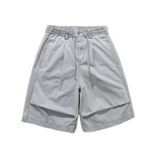 Relaxed Fit Pleated Knee Drawstring Shorts-streetwear-techwear