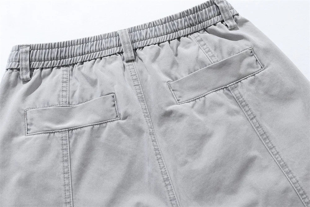Relaxed Fit Pleated Knee Drawstring Shorts-streetwear-techwear