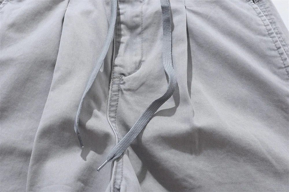 Relaxed Fit Pleated Knee Drawstring Shorts-streetwear-techwear
