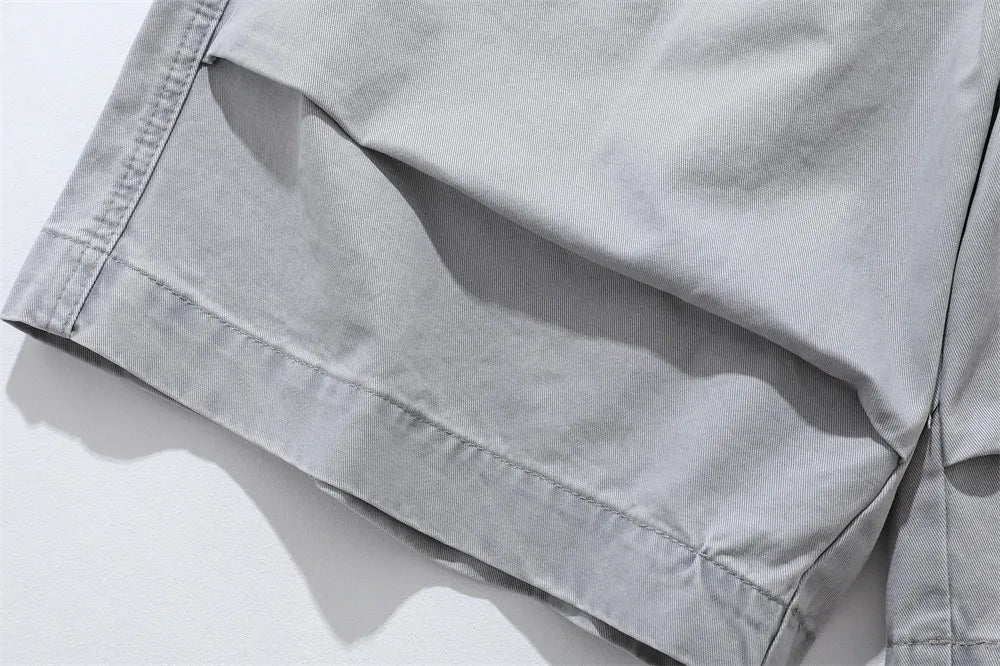 Relaxed Fit Pleated Knee Drawstring Shorts-streetwear-techwear