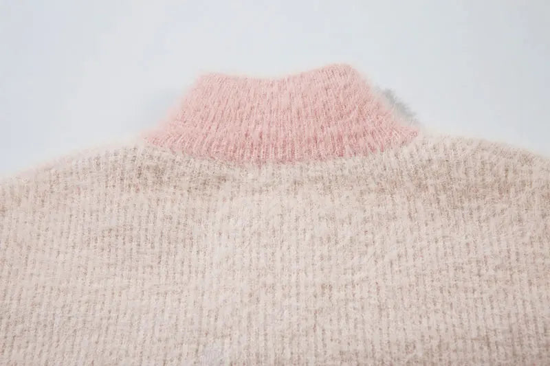 Retro Flame Mohair Style Zip Up Sweater-streetwear-techwear