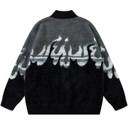 Retro Flame Mohair Style Zip Up Sweater-streetwear-techwear