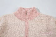 Retro Flame Mohair Style Zip Up Sweater-streetwear-techwear