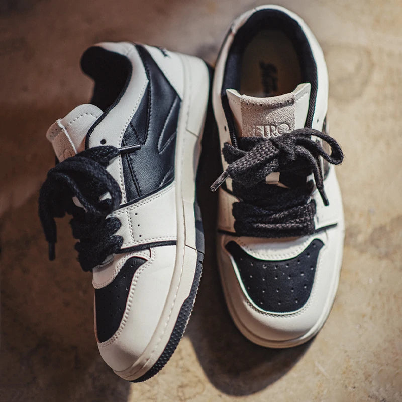 Retro Skate Sneakers - Black/White-streetwear-techwear