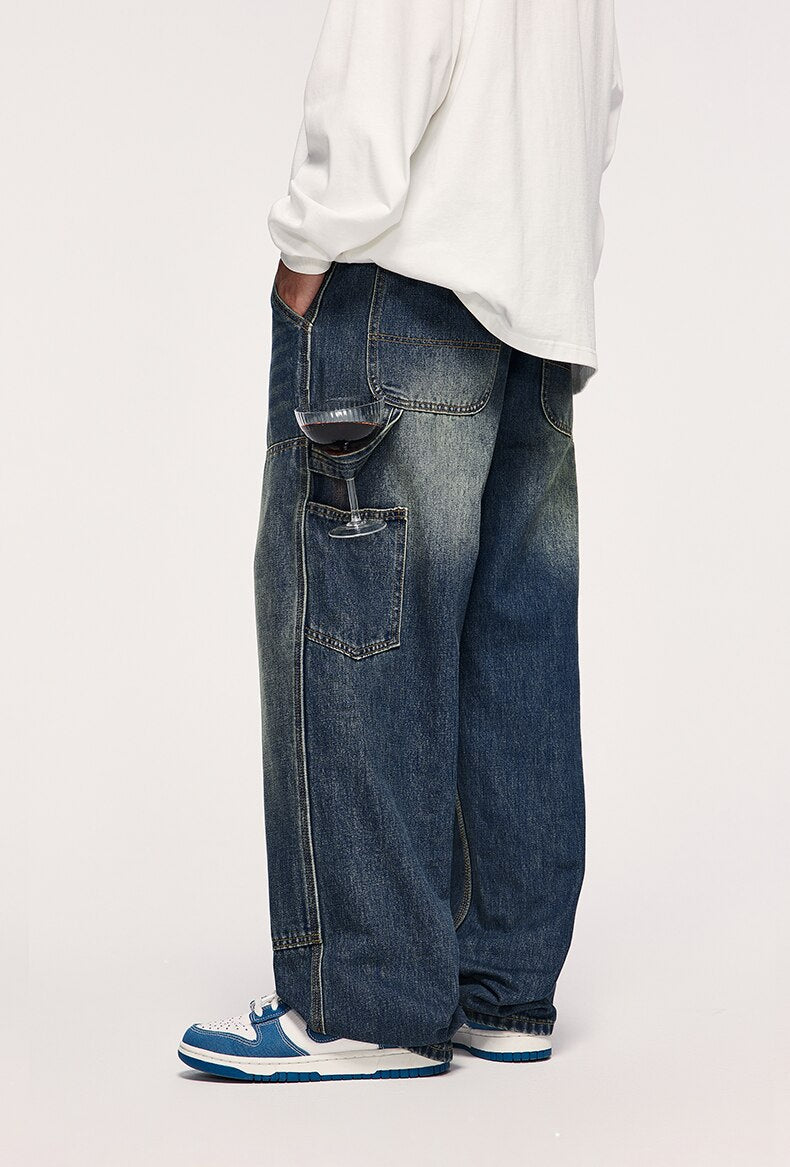 Retro Wash Wide Leg Carpenter Jeans-streetwear-techwear