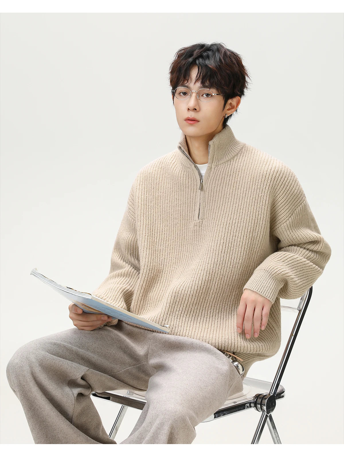 Rib Knit 1/4 Zip-streetwear-techwear