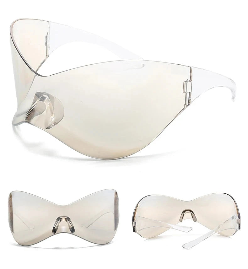 Rimless Shield Oversized Sunglasses-streetwear-techwear