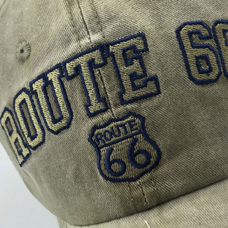 'Route 66' Vintage Style Washed Cap-streetwear-techwear