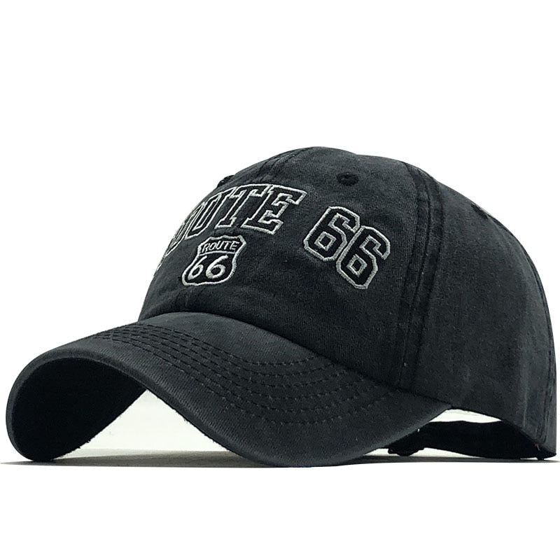 'Route 66' Vintage Style Washed Cap-streetwear-techwear