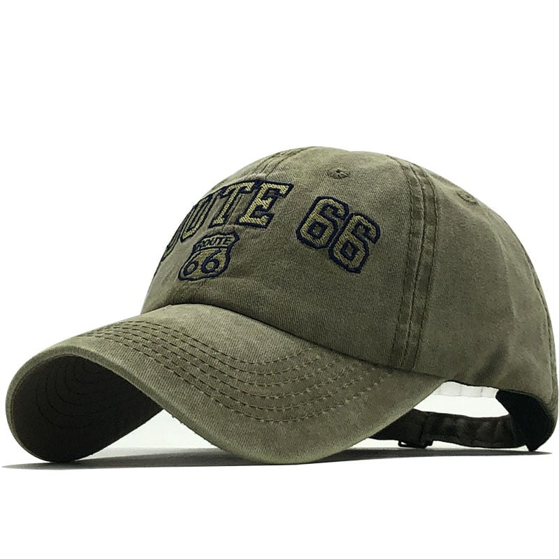 'Route 66' Vintage Style Washed Cap-streetwear-techwear