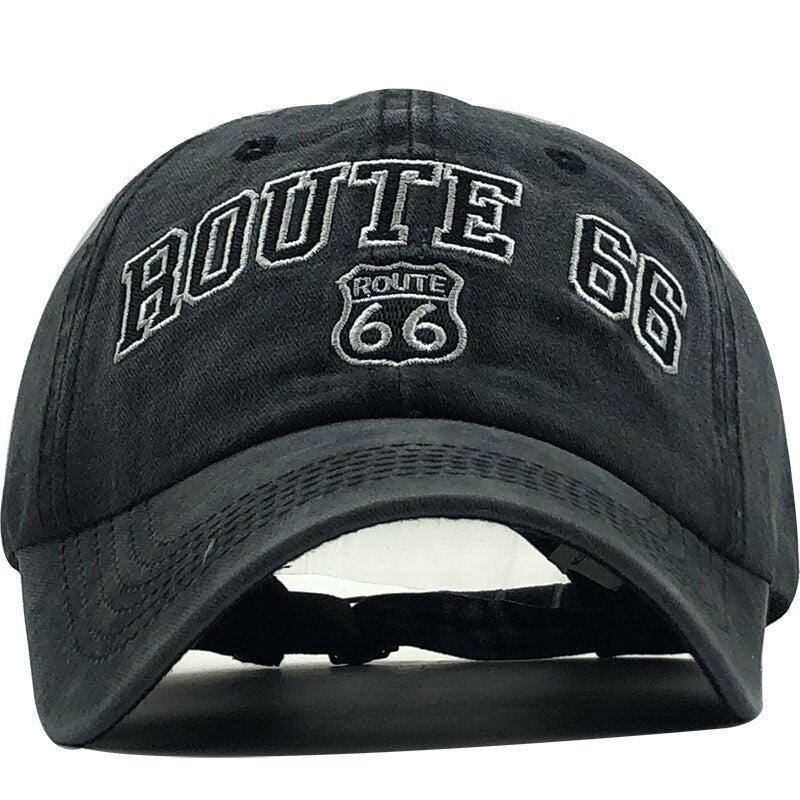 'Route 66' Vintage Style Washed Cap-streetwear-techwear