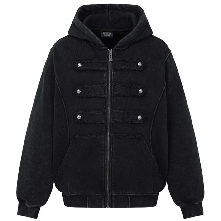 Military Trim Zip Hoodie