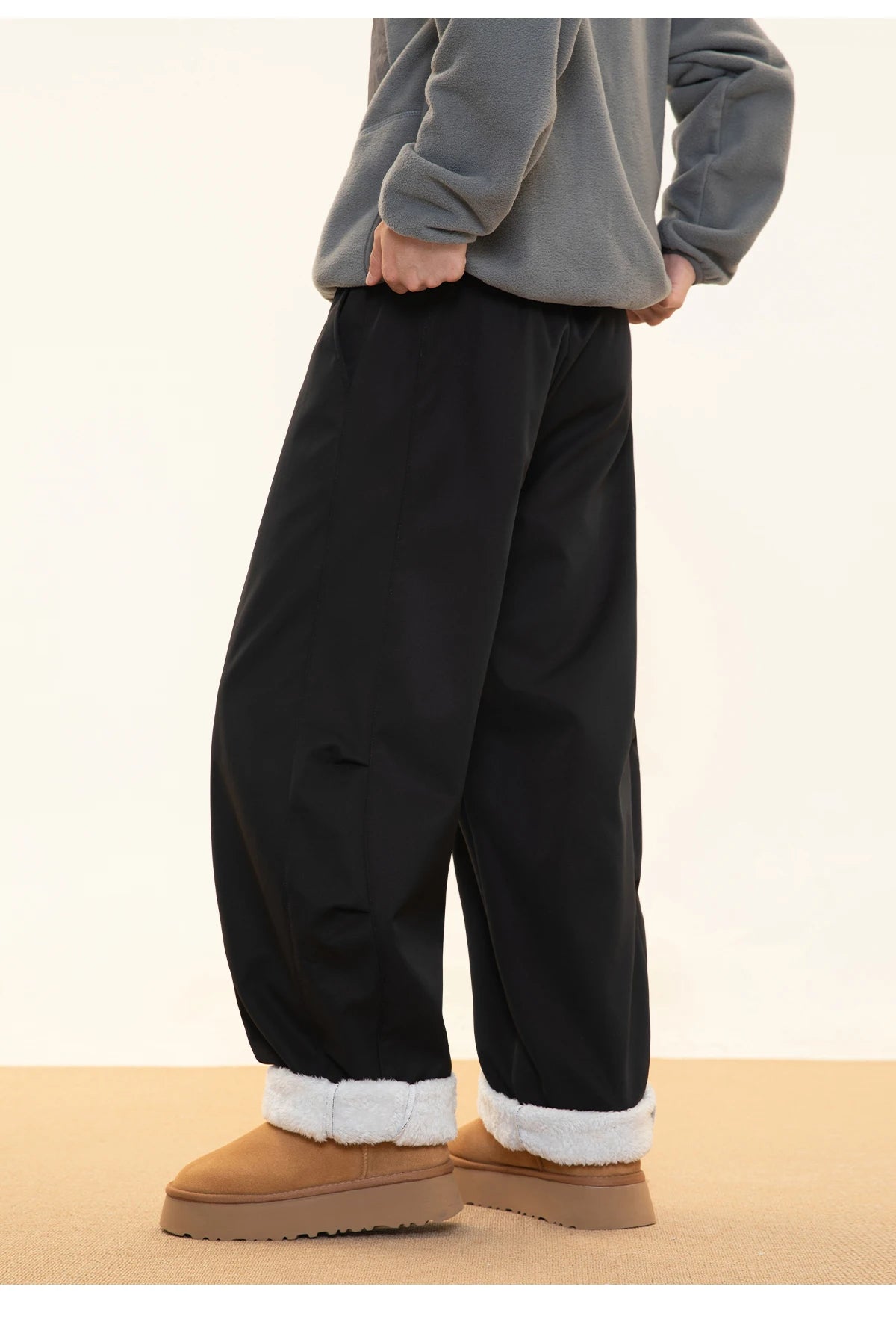 Fleece Lined Wide Leg Pants-streetwear-techwear