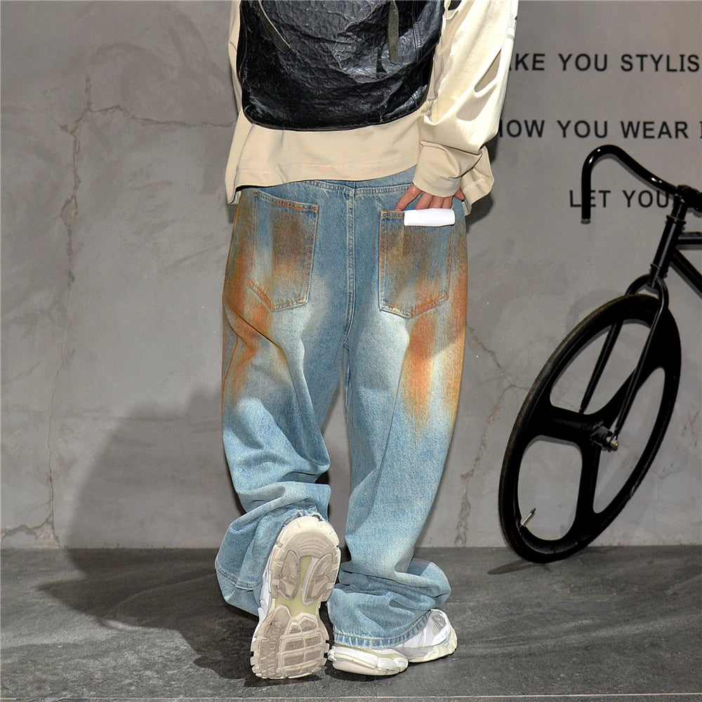 Copper Dust Baggy Denim Jeans-streetwear-techwear