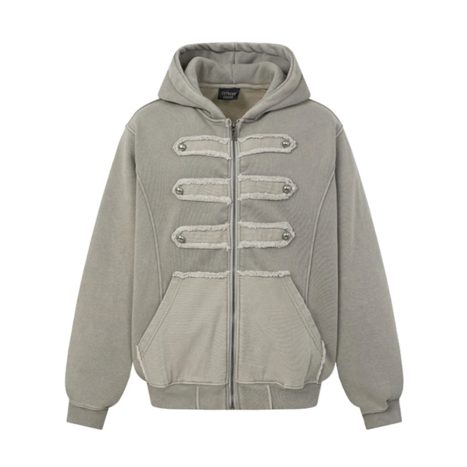 Military Trim Zip Hoodie
