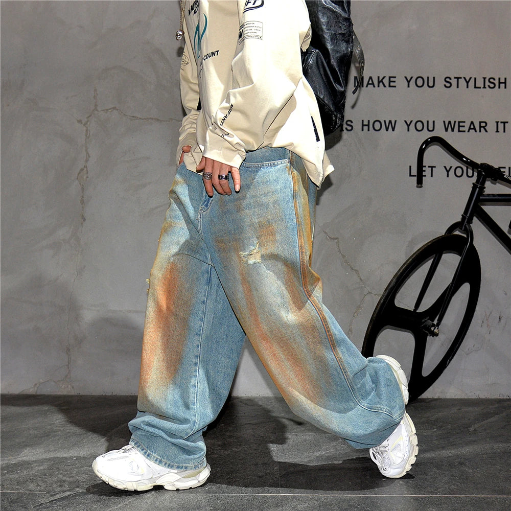 Copper Dust Baggy Denim Jeans-streetwear-techwear