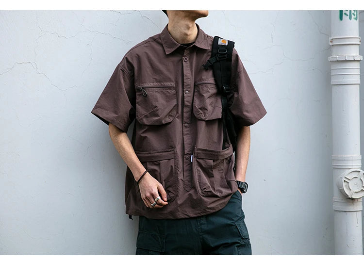Short Sleeve Cargo Shirt-streetwear-techwear