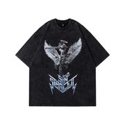 'Skeleton Angel' Acid Washed T-Shirt-streetwear-techwear