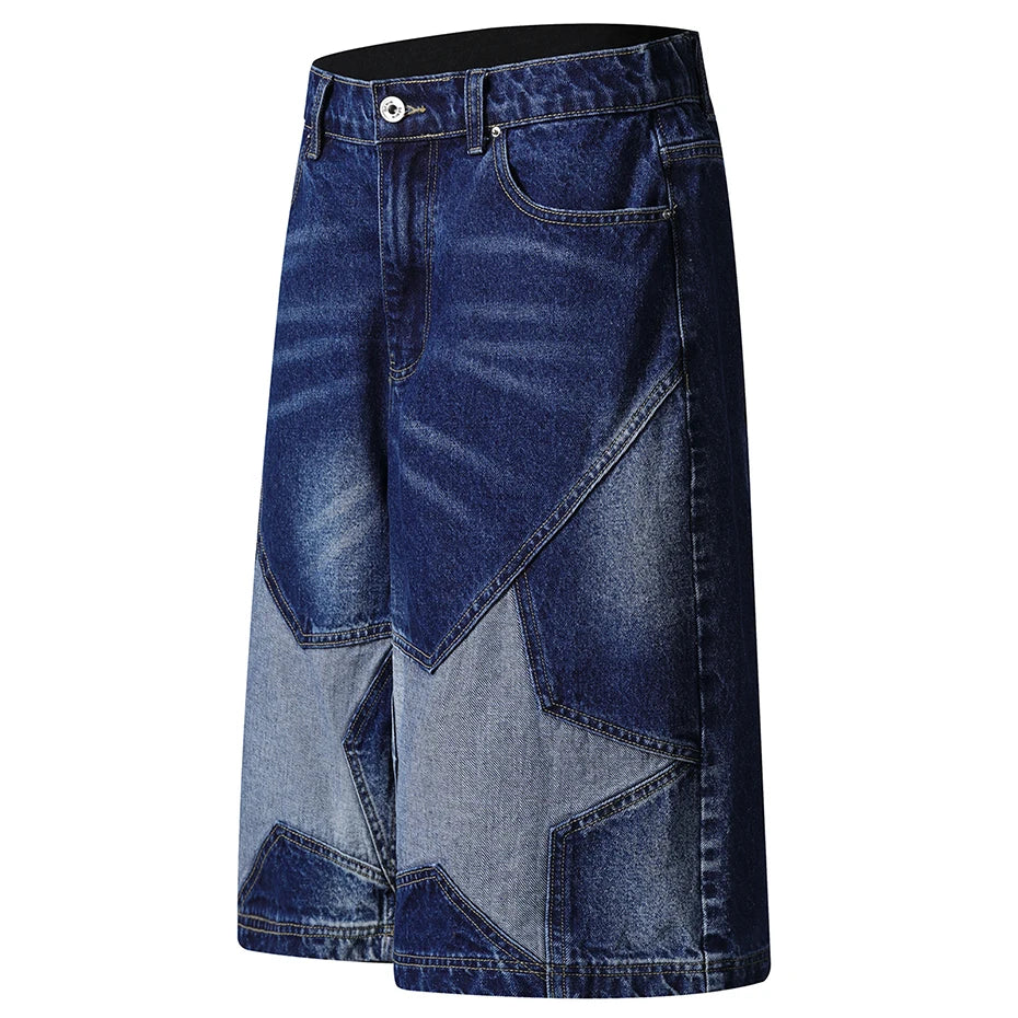 Star Patch Long Length Jorts-streetwear-techwear