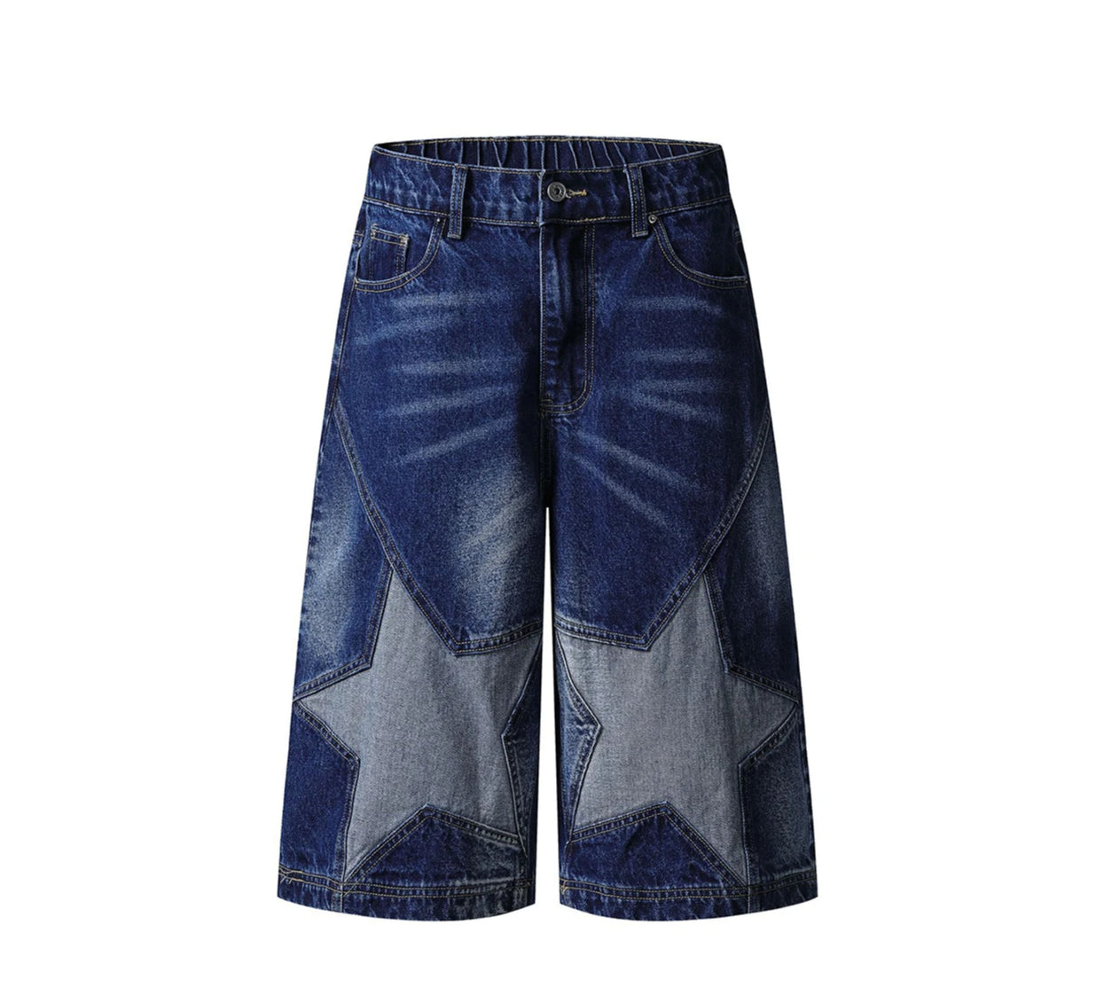 Star Patch Long Length Jorts-streetwear-techwear