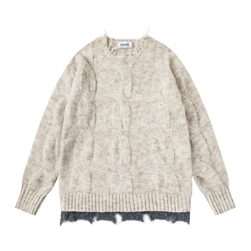 Static Edge Fray Knit Sweater-streetwear-techwear