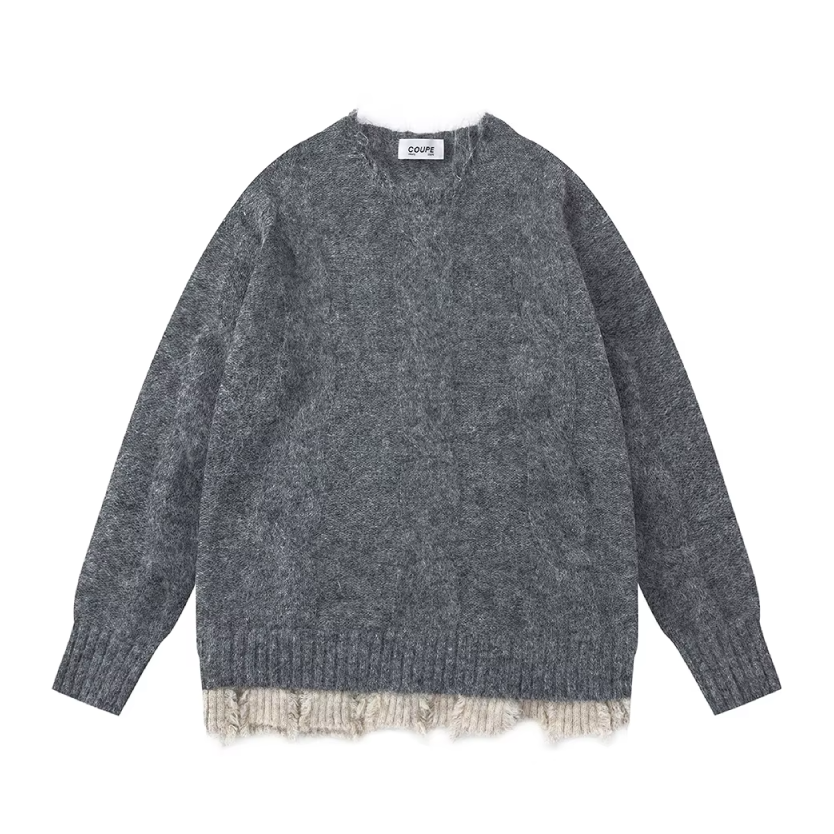 Static Edge Fray Knit Sweater-streetwear-techwear