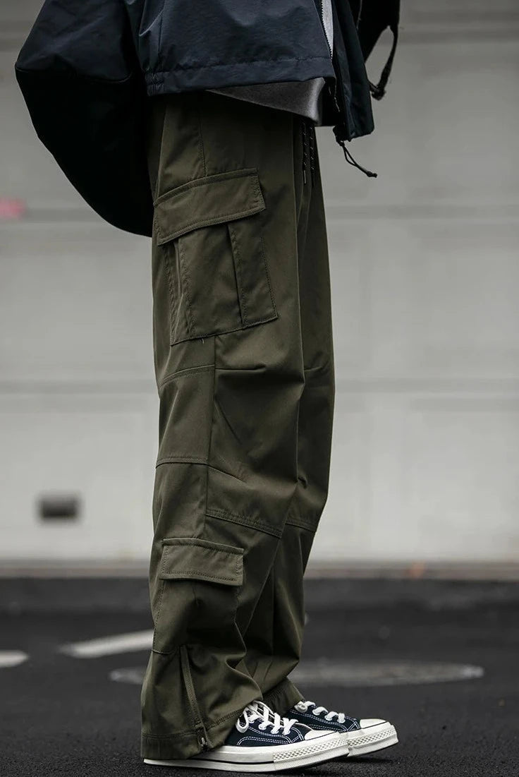 Straight Leg Twill Cargo Pants-streetwear-techwear