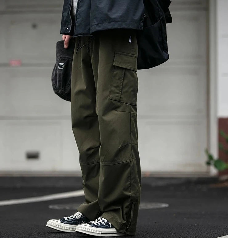 Straight Leg Twill Cargo Pants-streetwear-techwear