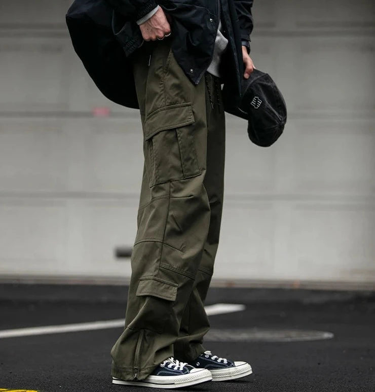 Straight Leg Twill Cargo Pants-streetwear-techwear