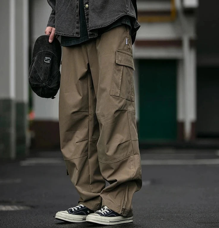 Straight Leg Twill Cargo Pants-streetwear-techwear