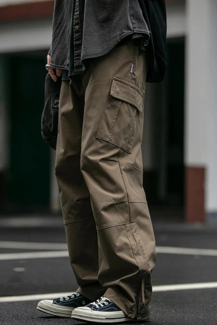 Straight Leg Twill Cargo Pants-streetwear-techwear