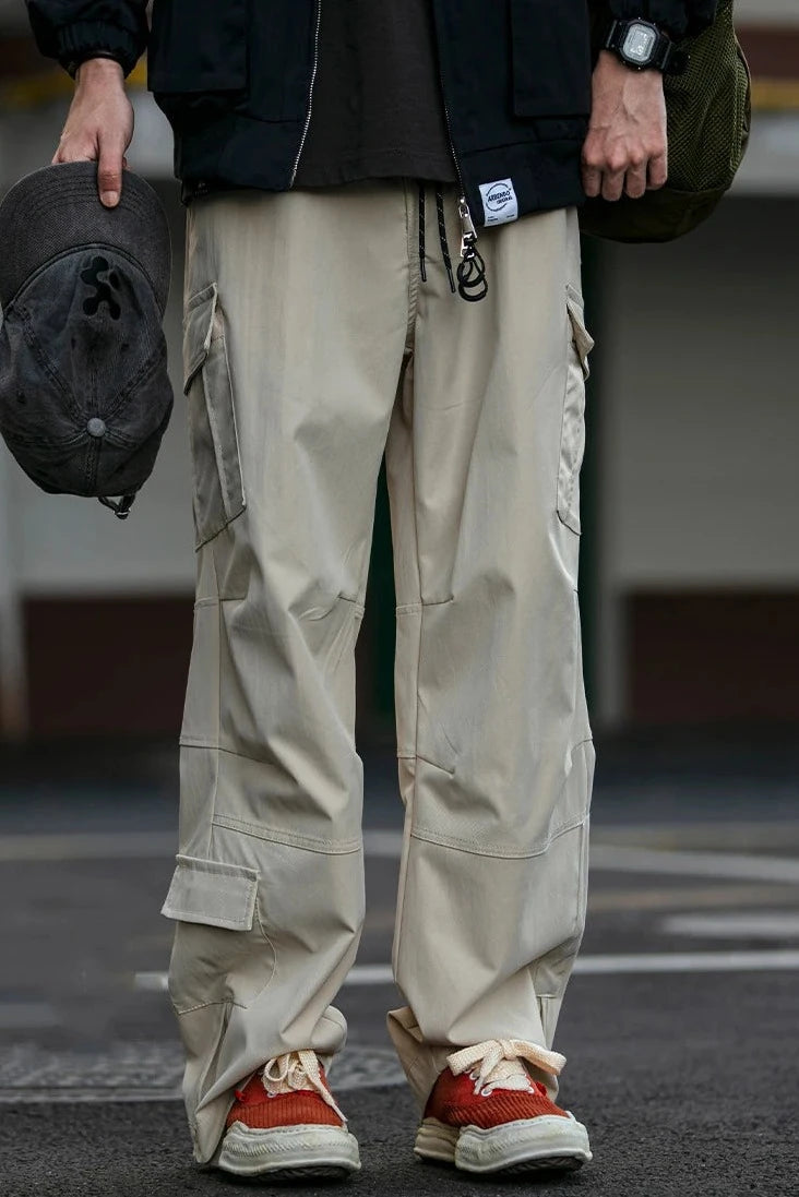 Straight Leg Twill Cargo Pants-streetwear-techwear