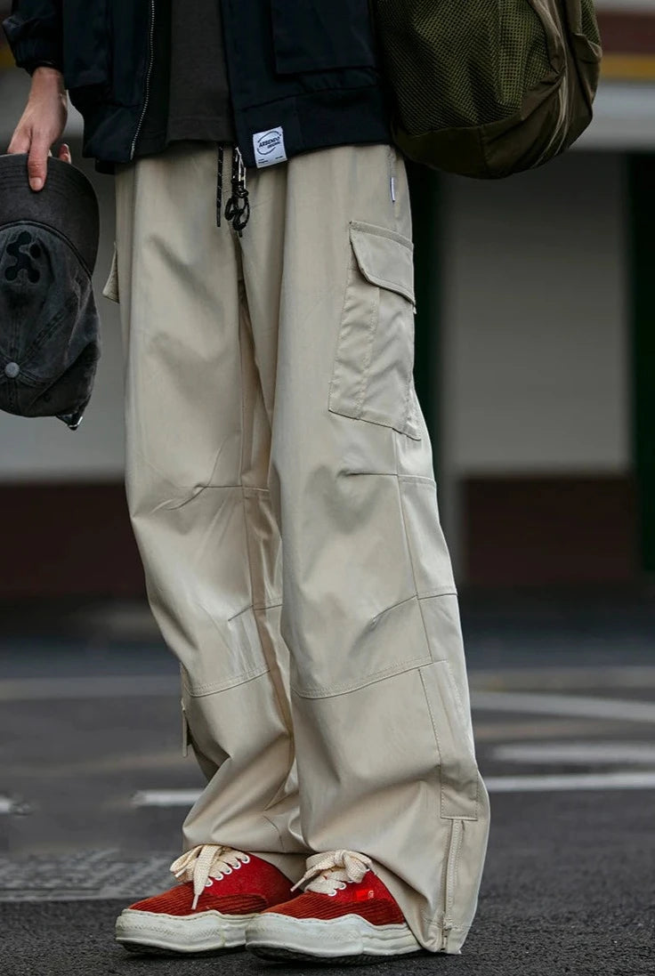 Straight Leg Twill Cargo Pants-streetwear-techwear