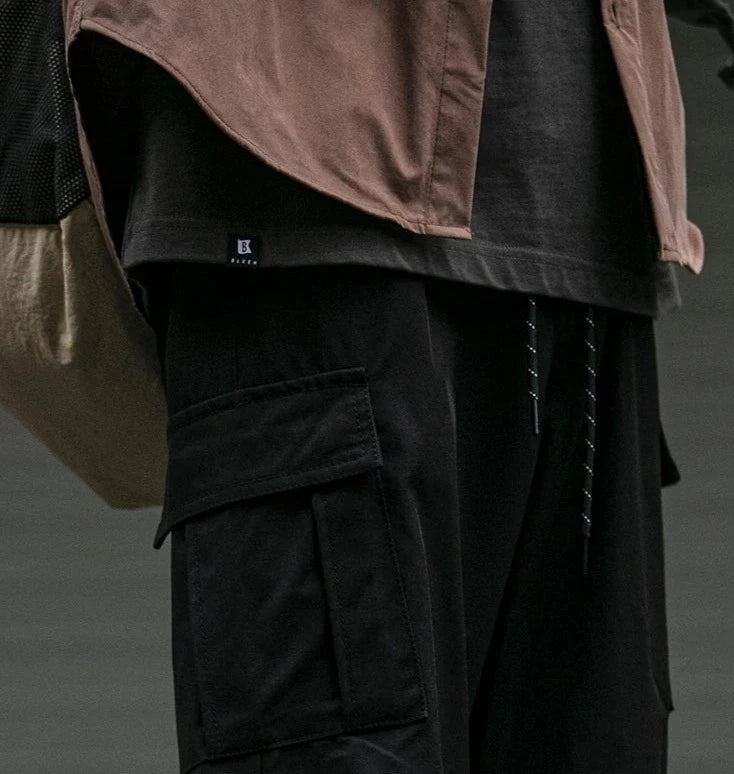 Straight Leg Twill Cargo Pants-streetwear-techwear