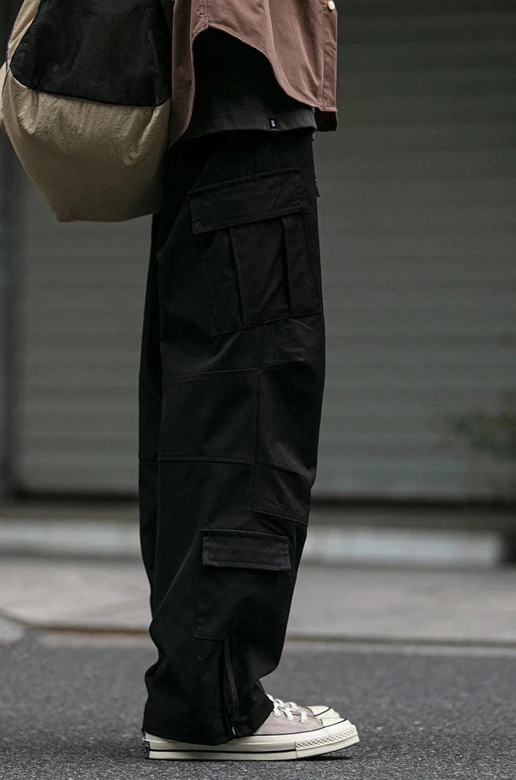 Straight Leg Twill Cargo Pants-streetwear-techwear