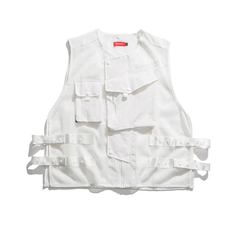 Strapped Mesh Utility Vest-streetwear-techwear