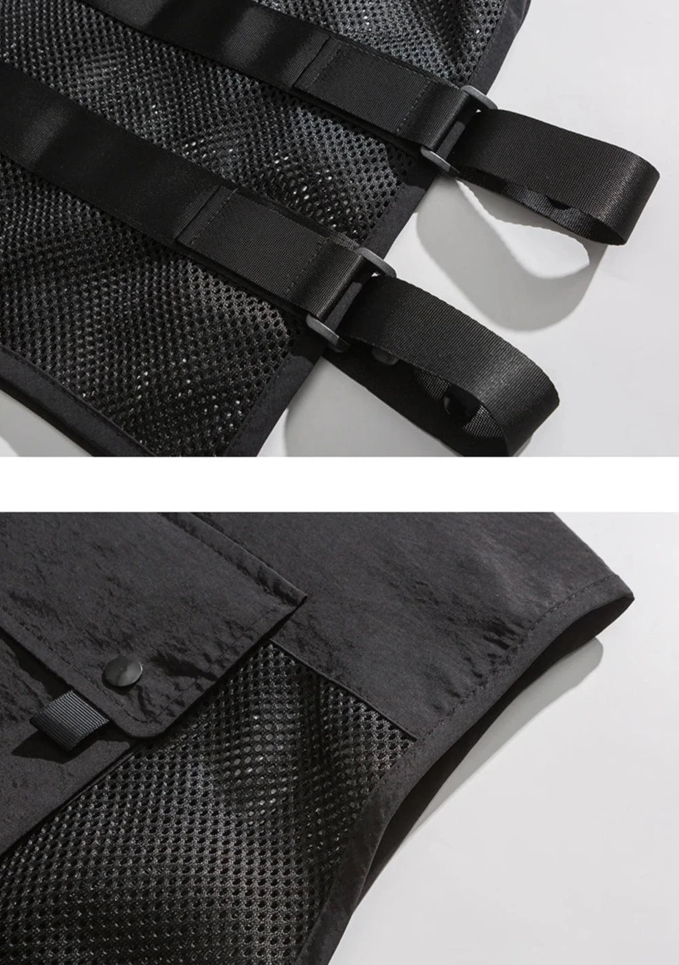 Strapped Mesh Utility Vest-streetwear-techwear