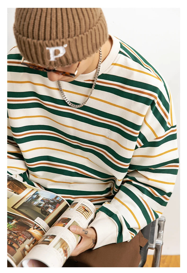 Stripe Long Sleeve Skater T-Shirt-streetwear-techwear