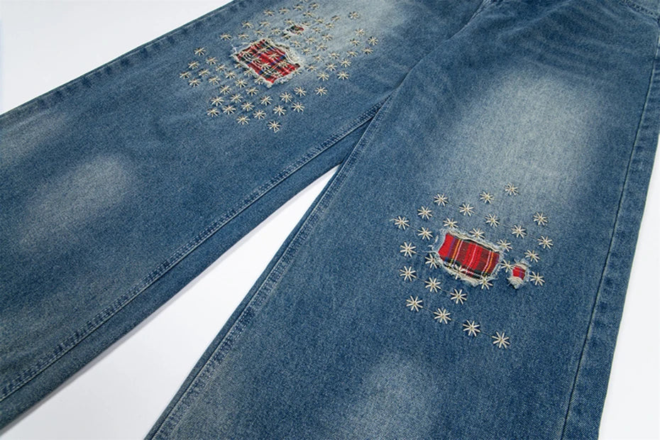 Threadwork Plaid Patch Jeans-streetwear-techwear