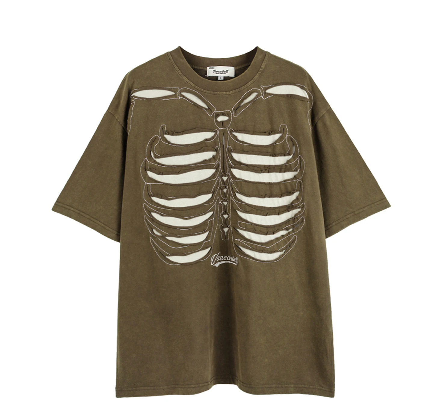 VANCARHELL Skeleton Ribcage T-Shirt-streetwear-techwear